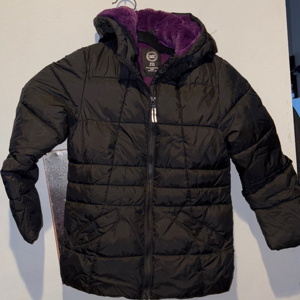 Wonder Nation Black and Purple Puffer Jacket